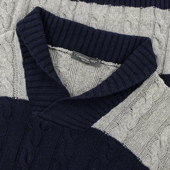 Cashmeritaly First Class Cashmere Silk Wool Italy Cable Knit Shawl Sweater. - Picture 2 of 6